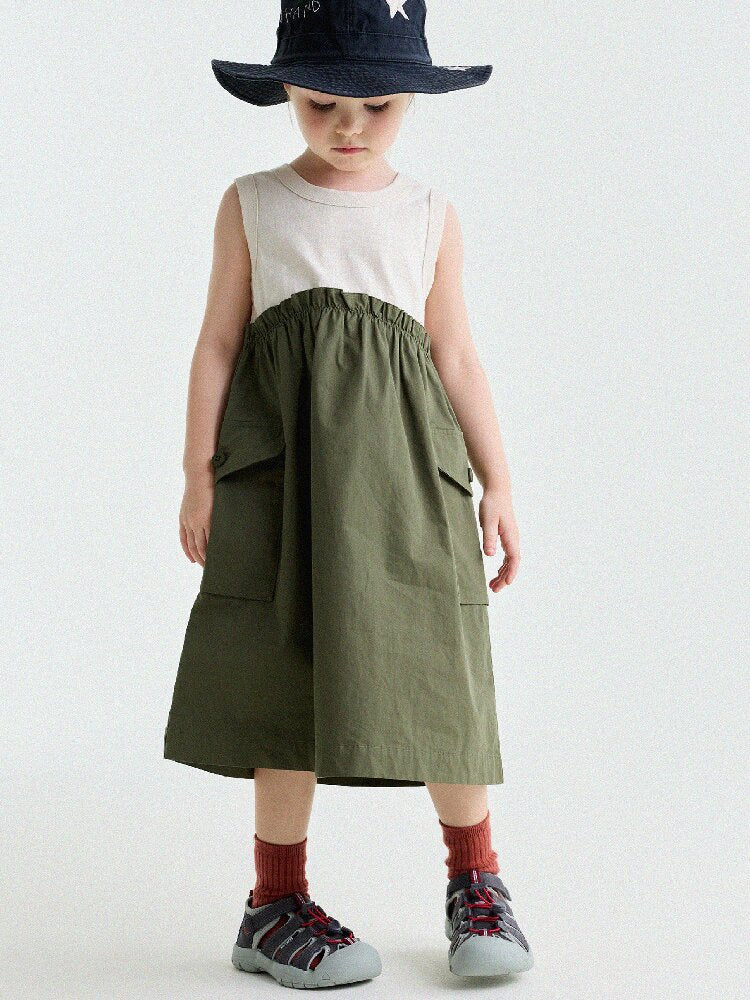 Cargo Pocket Cotton Dress ワークテイスト ノースリーブワンピース【mh0013195】