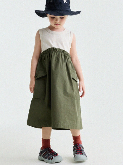 Cargo Pocket Cotton Dress ワークテイスト ノースリーブワンピース【mh0013195】