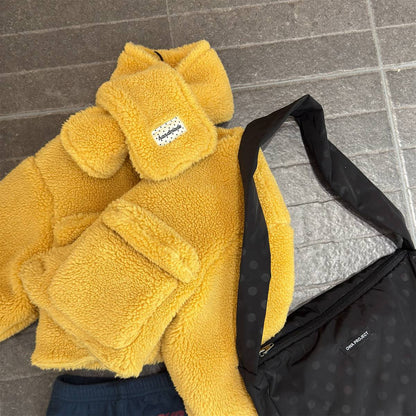 -シープボアジャケット 2点セット もこもこアウター ビッグポケット マフラーセット【mh0011408】 - mamahalo shop - ショートコート・ジャケット・ジャンパー -  べビー服 - 子供服 - 男の子 - 女の子