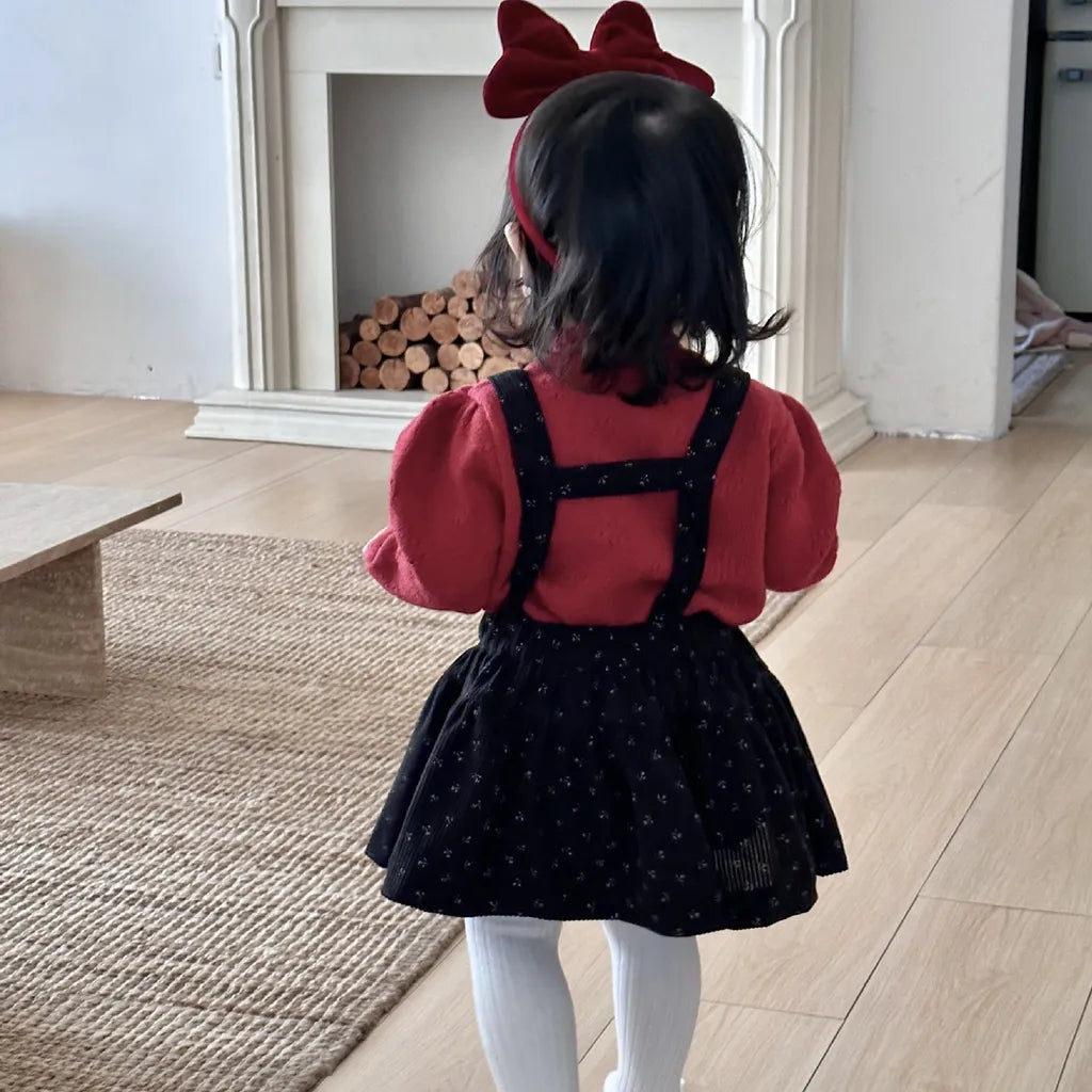 -フラワー刺繍ニットフリルカーディガン / サスペンダースカート【mh0011171】 - mamahalo shop - 長袖セットアップ -  べビー服 - 子供服 - 男の子 - 女の子