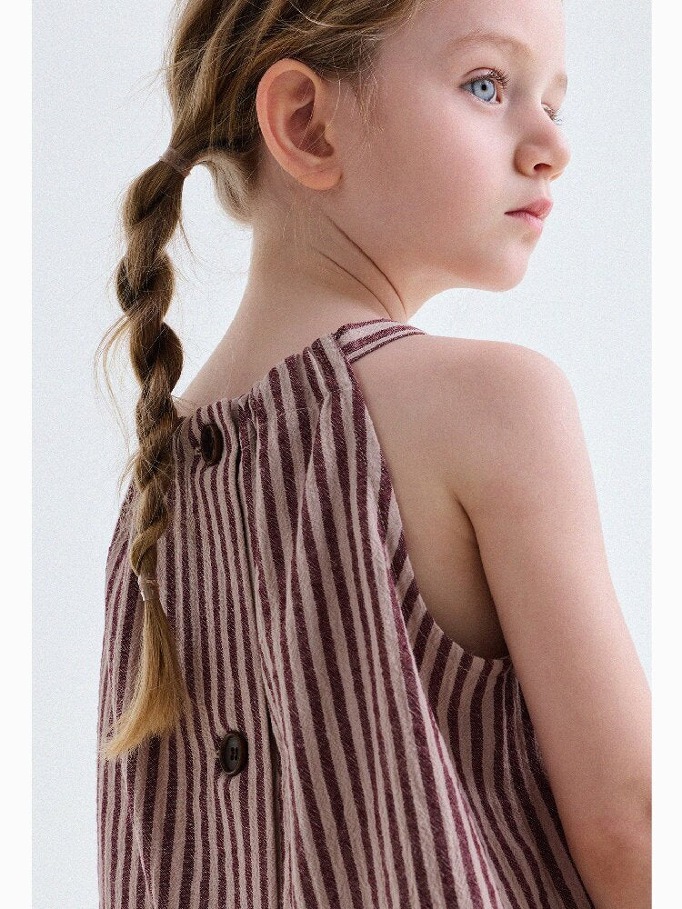 Striped Halterneck Cotton Linen Top ストライプ柄 ノースリーブトップス【mh0013198】
