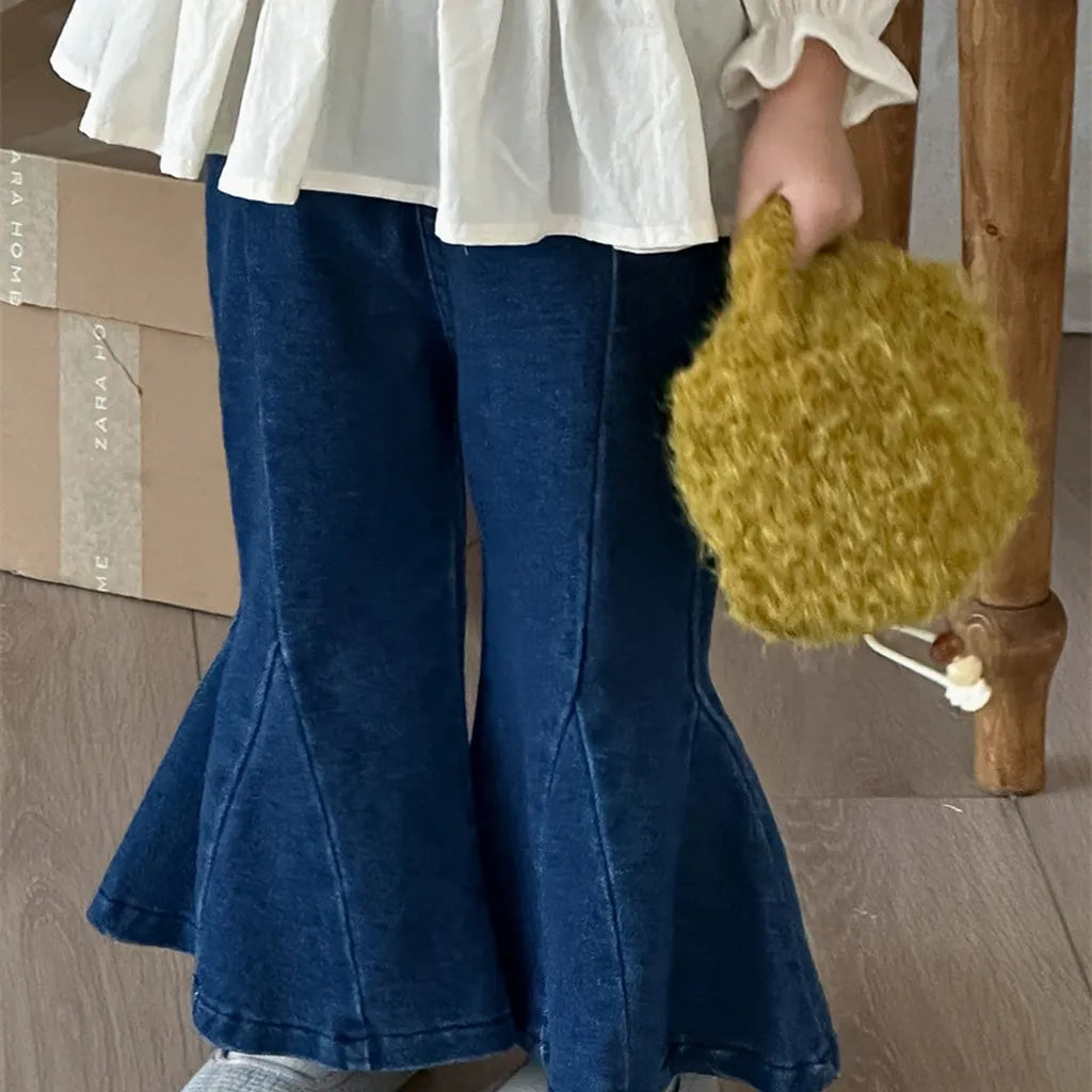 -切替デザインデニムフレアベルボトムパンツ【mh0011256】 - mamahalo shop - デニムパンツ -  べビー服 - 子供服 - 男の子 - 女の子