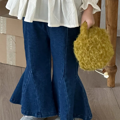 -切替デザインデニムフレアベルボトムパンツ【mh0011256】 - mamahalo shop - デニムパンツ -  べビー服 - 子供服 - 男の子 - 女の子