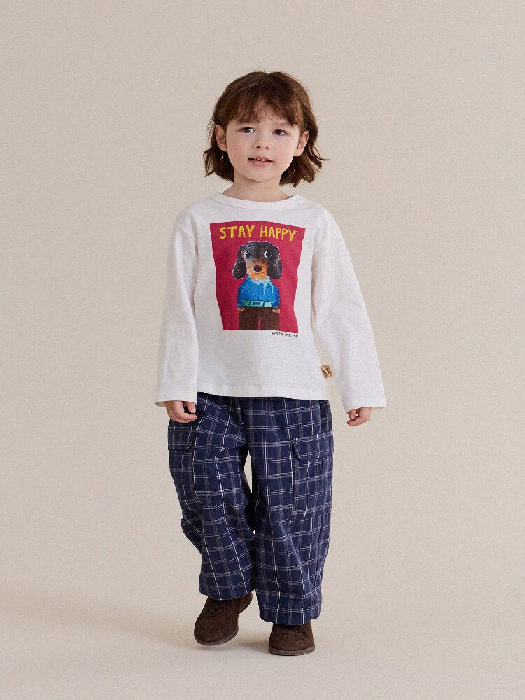 キッズ ジュニア チェック フラップポケット ワイド ロングパンツ【mh0014235】