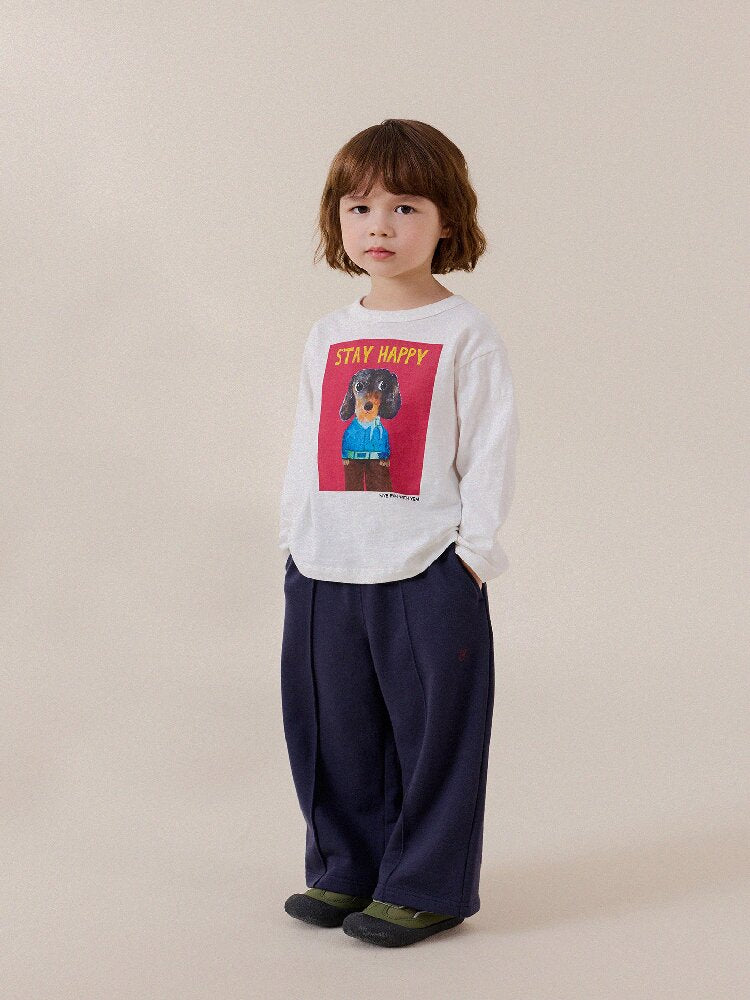 Pantalones largos de chándal rectos con pinzas delanteras centrales para niños y jóvenes [mh0014247]