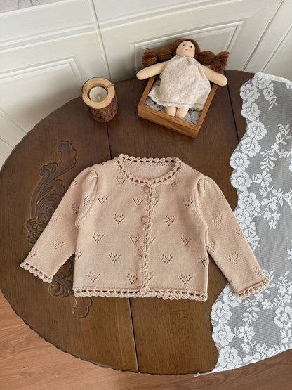 Hand-Knit Style Lace Cardigan クロシェ風 レース カーディガン【mh0012157】