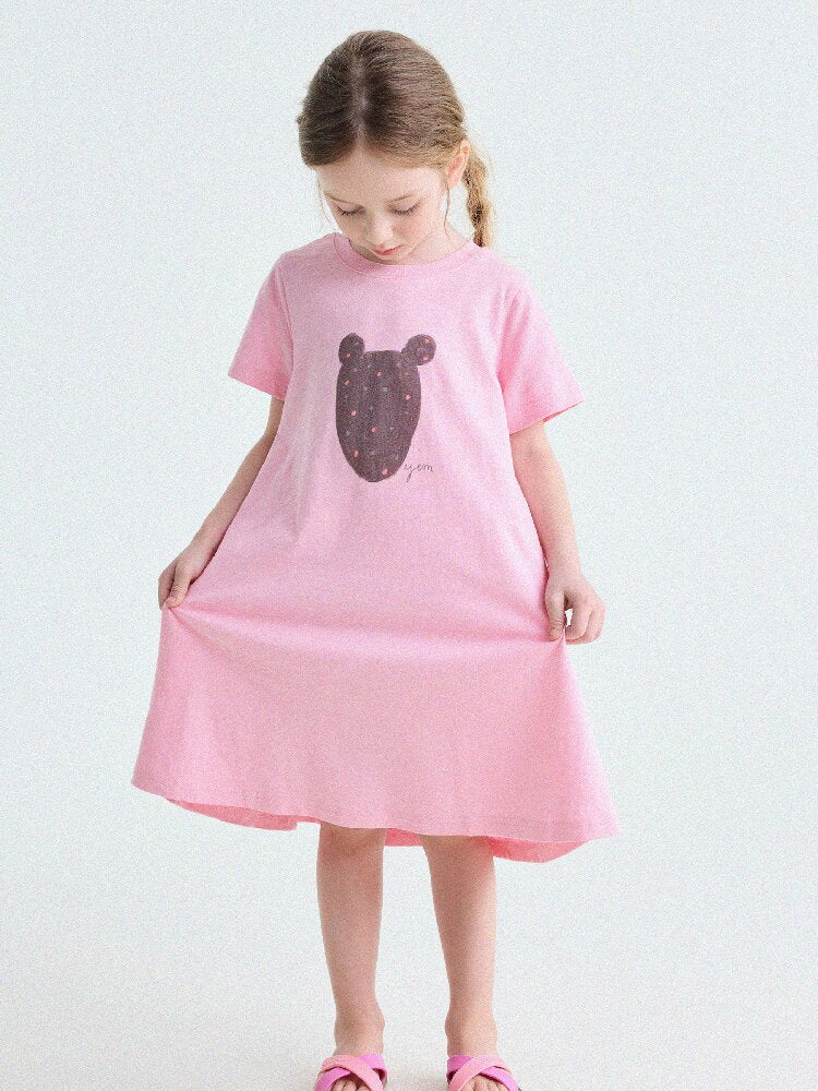 Rabbit Print A-line T-shirt Dress Aライン 半袖ワンピース【mh0013189】