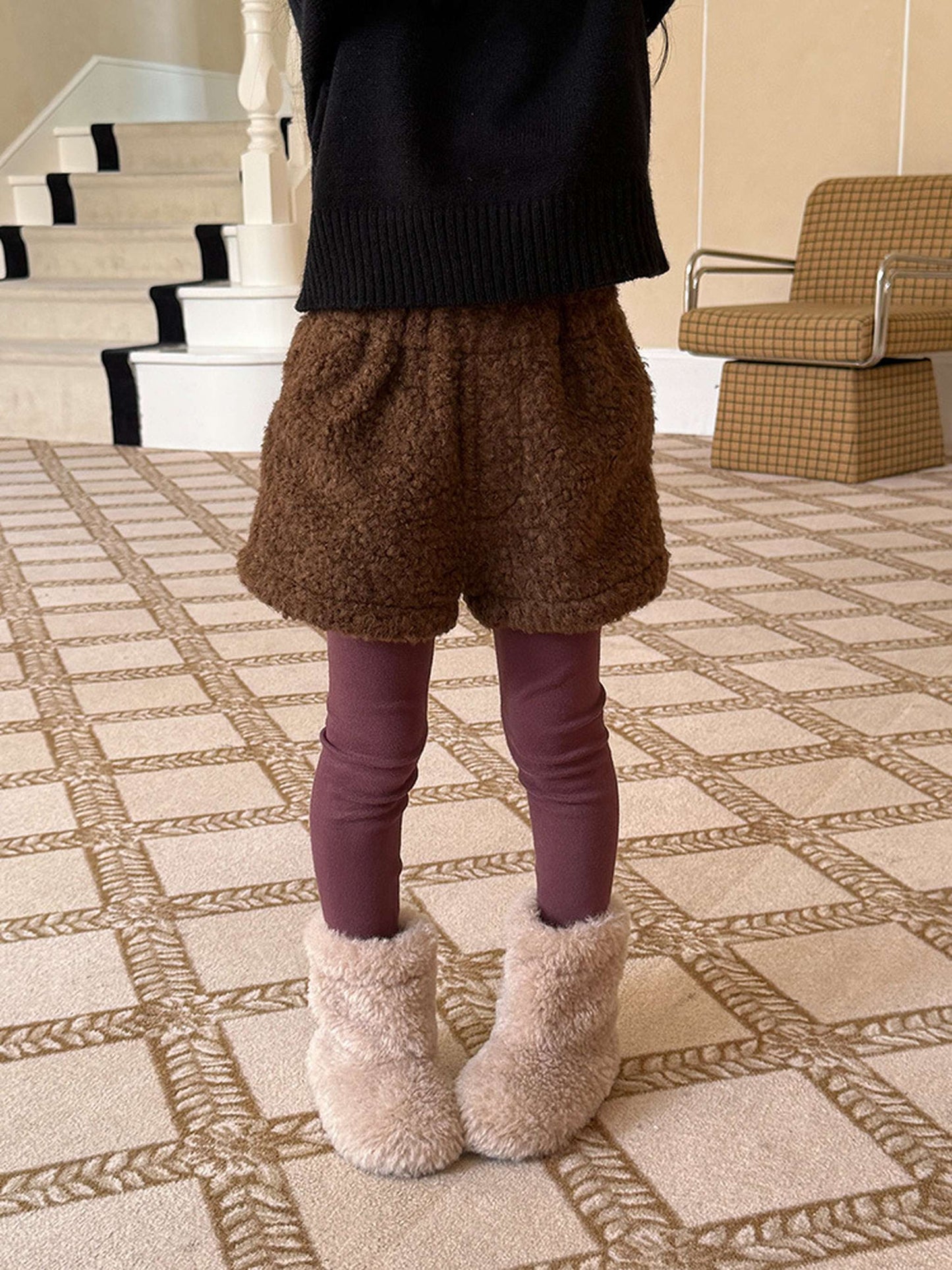 もこもこボアショートパンツ 裏地付き 秋冬 防寒 ボアパンツ【mh0011453】