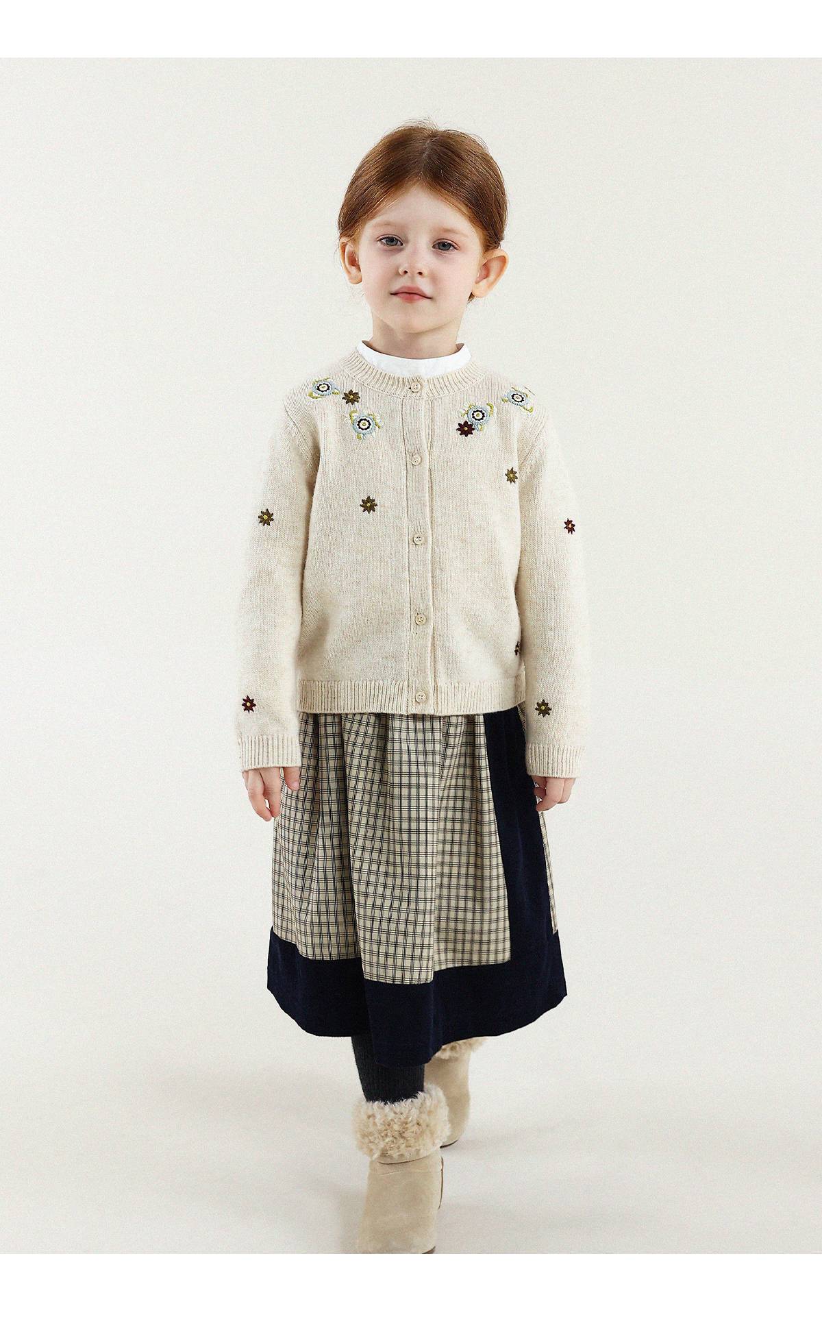 -長袖カーディガン ウール混紡 刺繍デザイン クルーネック【mh0011343】 - mamahalo shop - カーディガン・パーカー -  べビー服 - 子供服 - 男の子 - 女の子