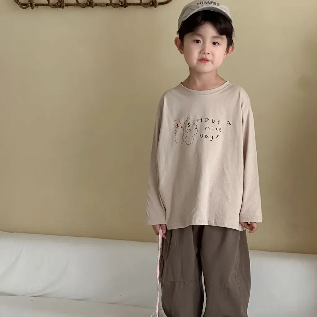 -手描き風イラスト長袖Tシャツ【mh0011229】 - mamahalo shop - 長袖Tシャツ -  べビー服 - 子供服 - 男の子 - 女の子