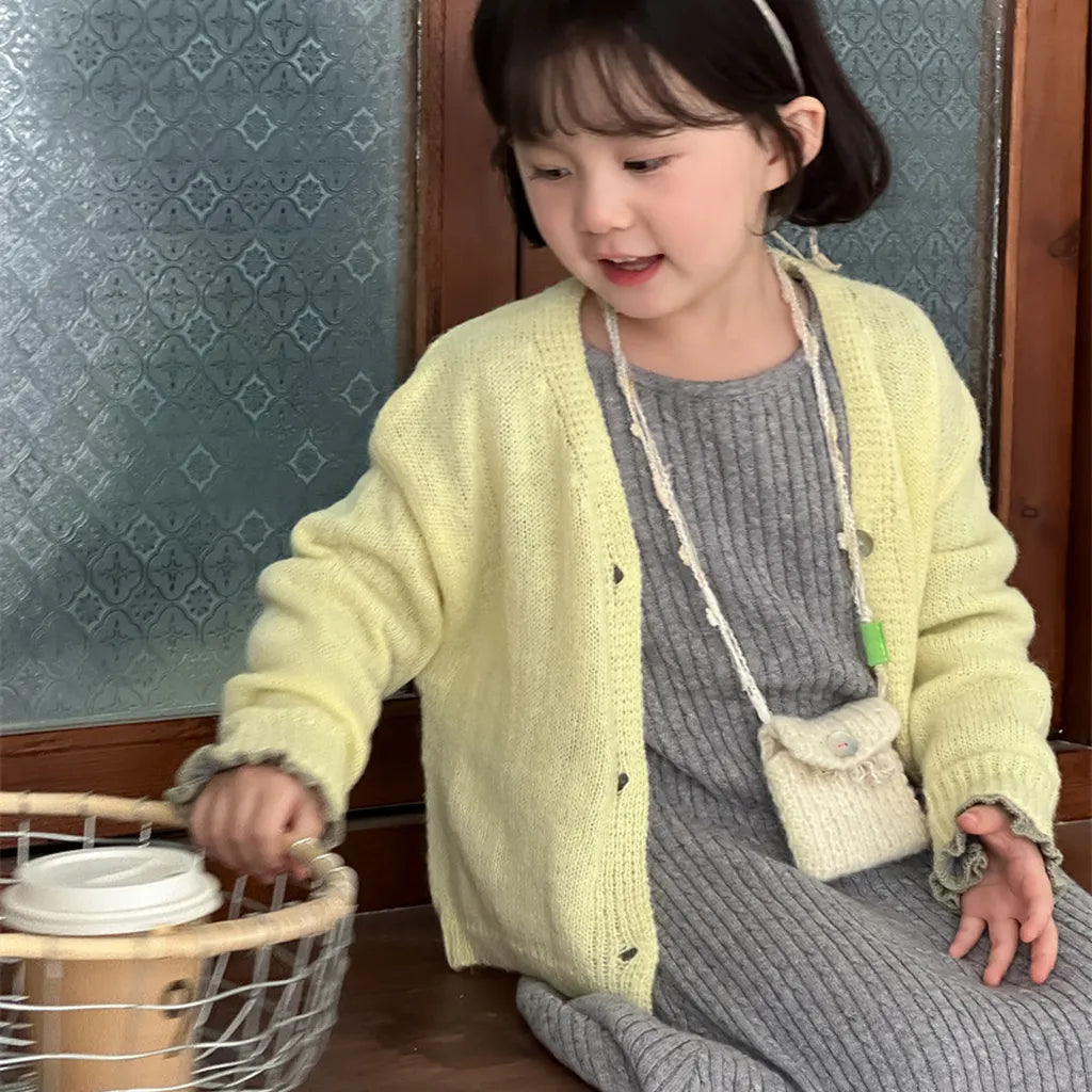 -ショート丈Vネックニットカーディガン【mh0011255】 - mamahalo shop - カーディガン・パーカー -  べビー服 - 子供服 - 男の子 - 女の子