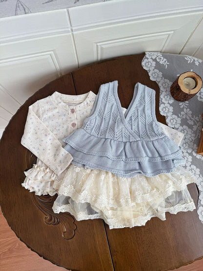 Floral Print Knitted T-Shirt 花柄 ニット Tシャツ ドールカラー【mh0012159】