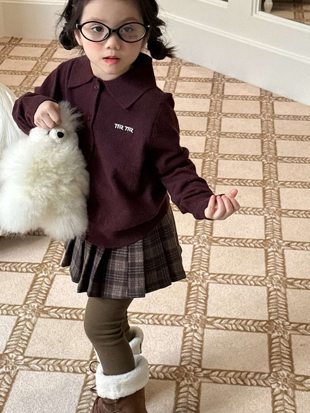 長袖ニットシャツ アルファベット刺繍 ポロシャツ【mh0011460】