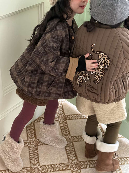 リバーシブルジャケット | 中綿入りウール混チェック柄 | バーン風アウター【mh0011468】