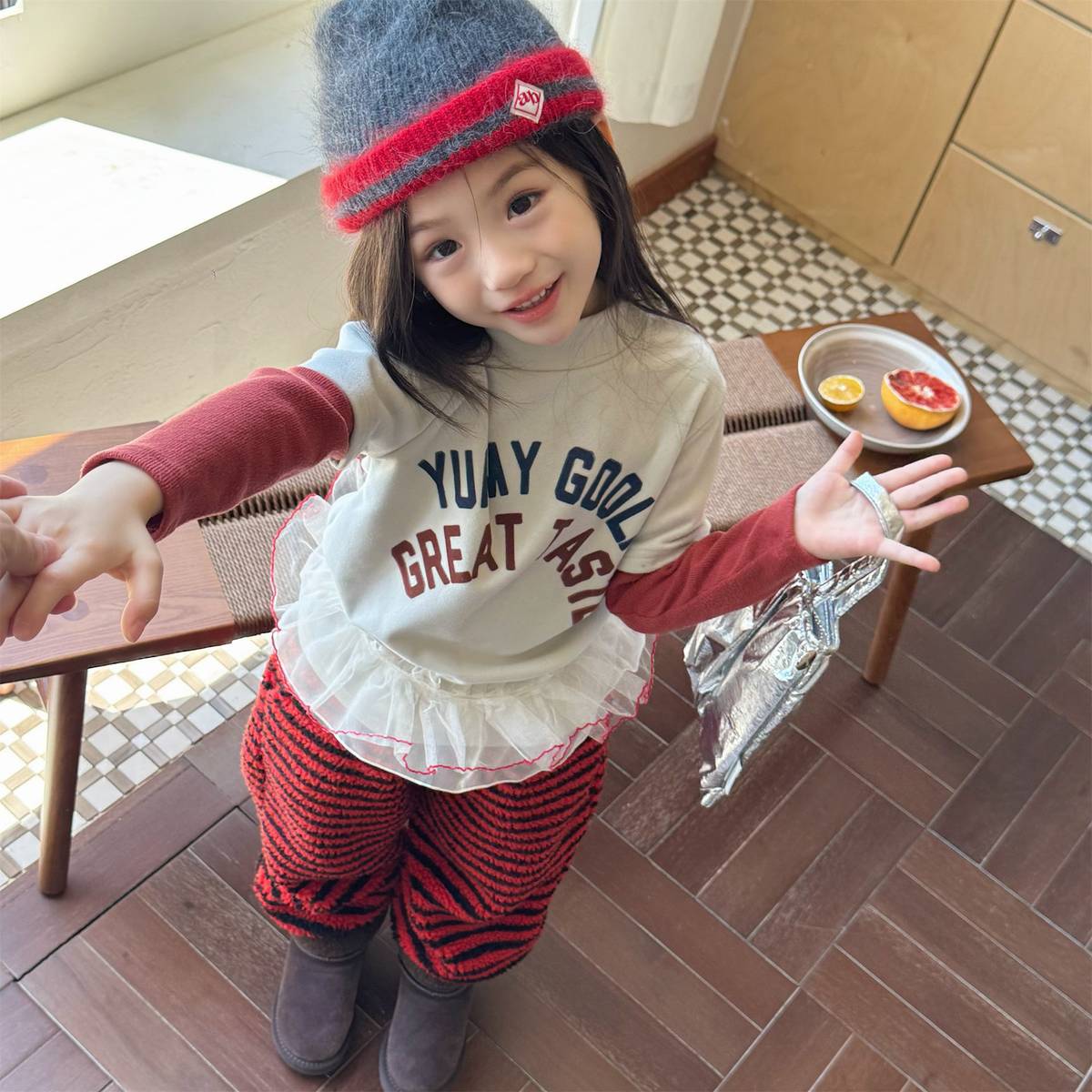 -長袖Tシャツ 裏起毛 ハイネック あったかインナー ベーシック【mh0011416】 - mamahalo shop - 長袖Tシャツ -  べビー服 - 子供服 - 男の子 - 女の子