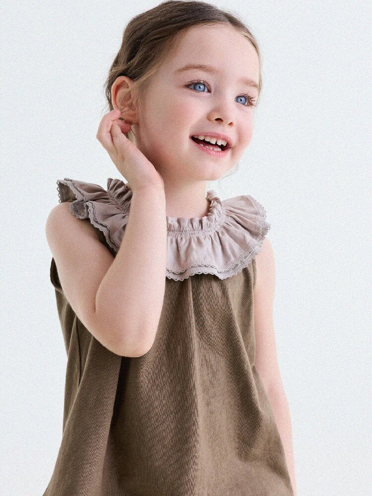 Ruffle Collar Cotton Vest フリルカラー ノースリーブブラウス【mh0013202】