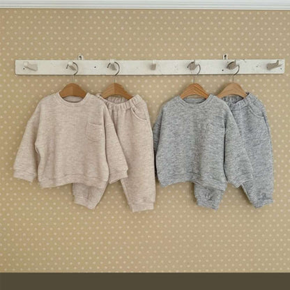 長袖スウェットセットアップ 2点セット | リブニット地 | ゆったり秋冬ベビー服【mh0011492】