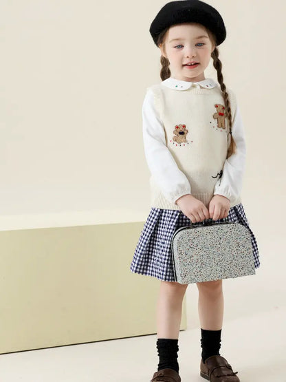 -フレンチスタイルチェックジャケット/ボックスプリーツスカート スーツ【mh0011299】 - mamahalo shop - 長袖セットアップ -  べビー服 - 子供服 - 男の子 - 女の子