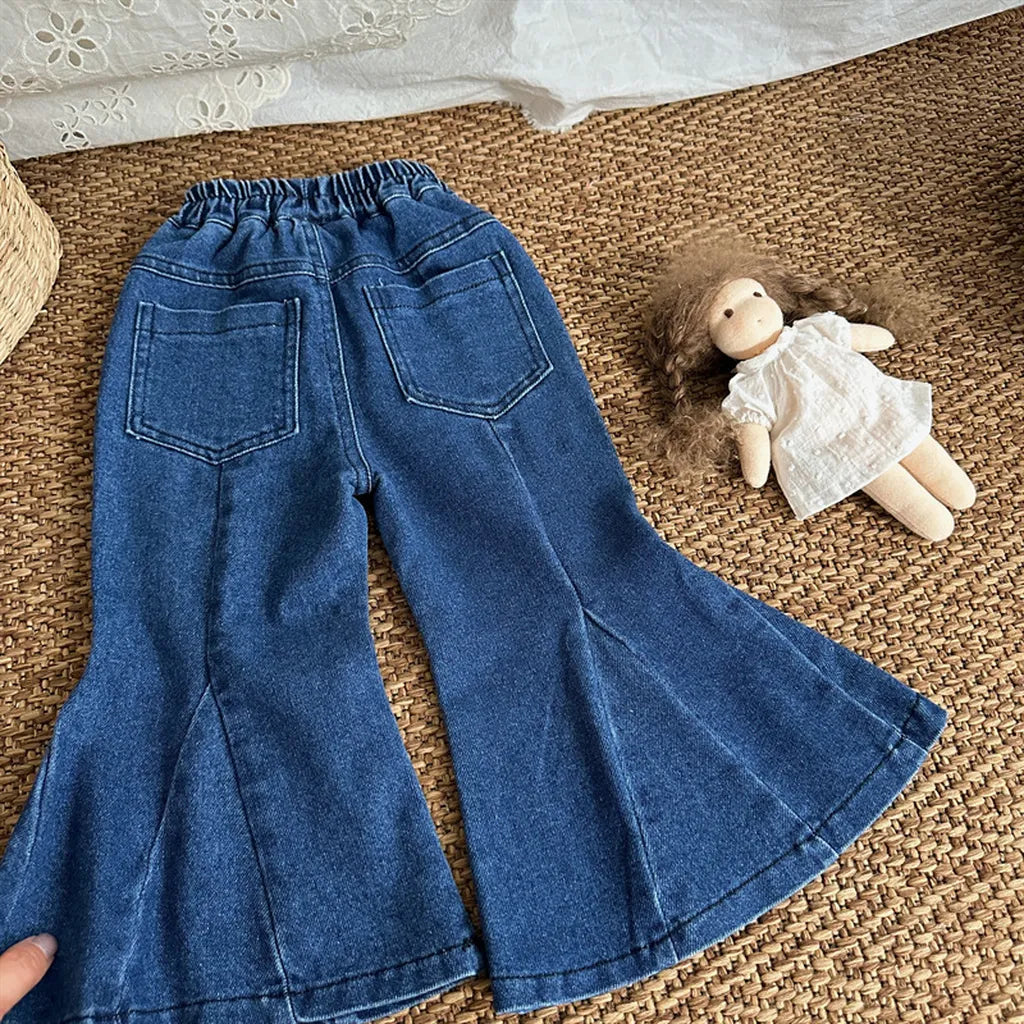 -切替デザインデニムフレアベルボトムパンツ【mh0011256】 - mamahalo shop - デニムパンツ -  べビー服 - 子供服 - 男の子 - 女の子