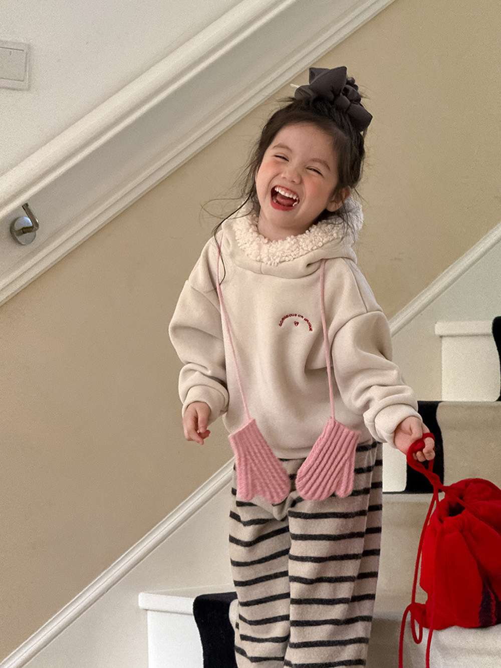 長袖スウェットパーカー 裏起毛 もこもこフード付 長袖フーディー 【mh0011457】