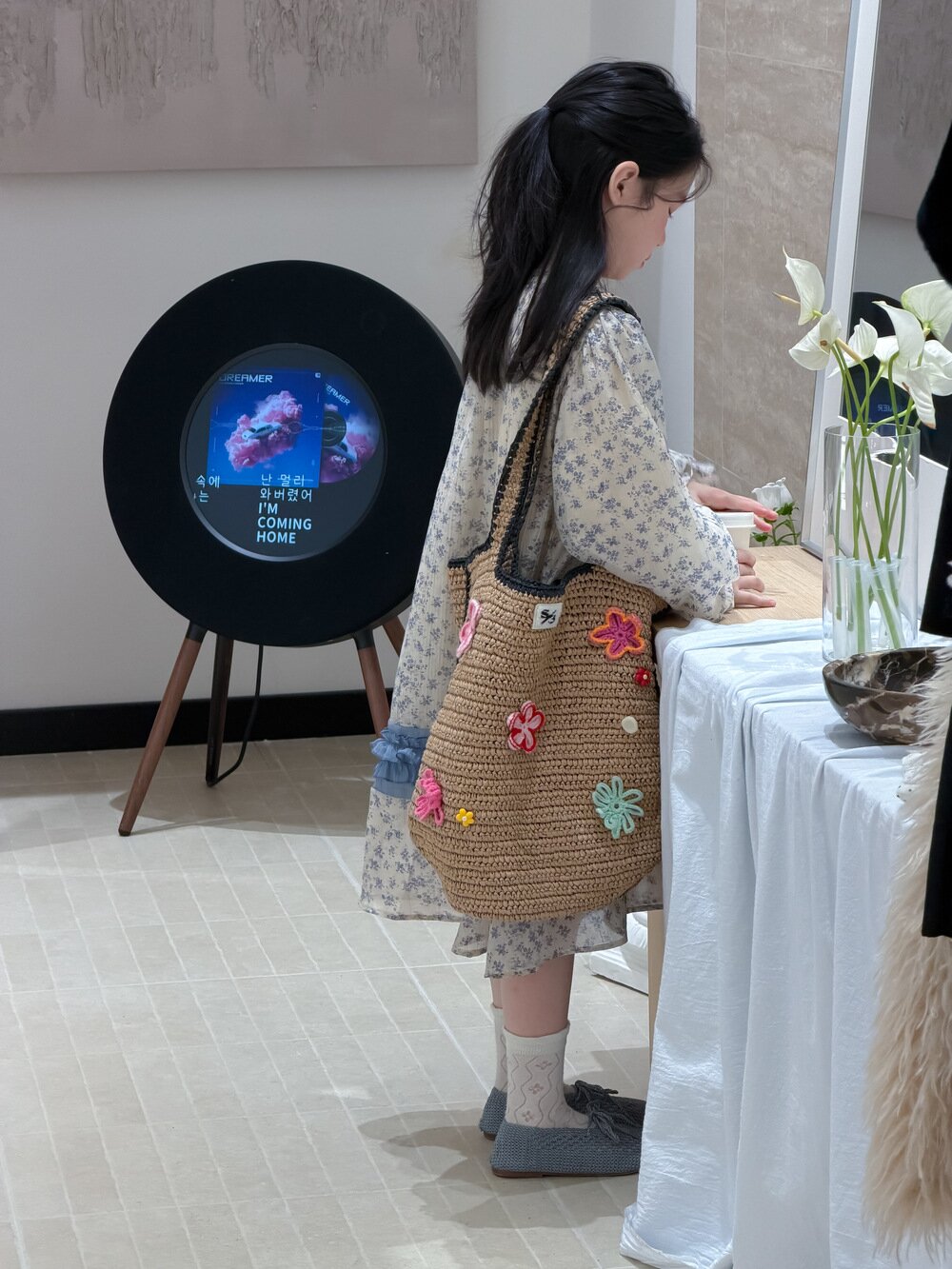 Spliced Lace Puff Sleeve Dress レース切替パフスリーブワンピース【mh0012104】