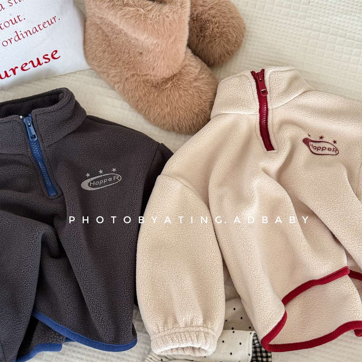 長袖フリースジャケット+ロングパンツ 2点セット もこもこセットアップ【mh0011434】