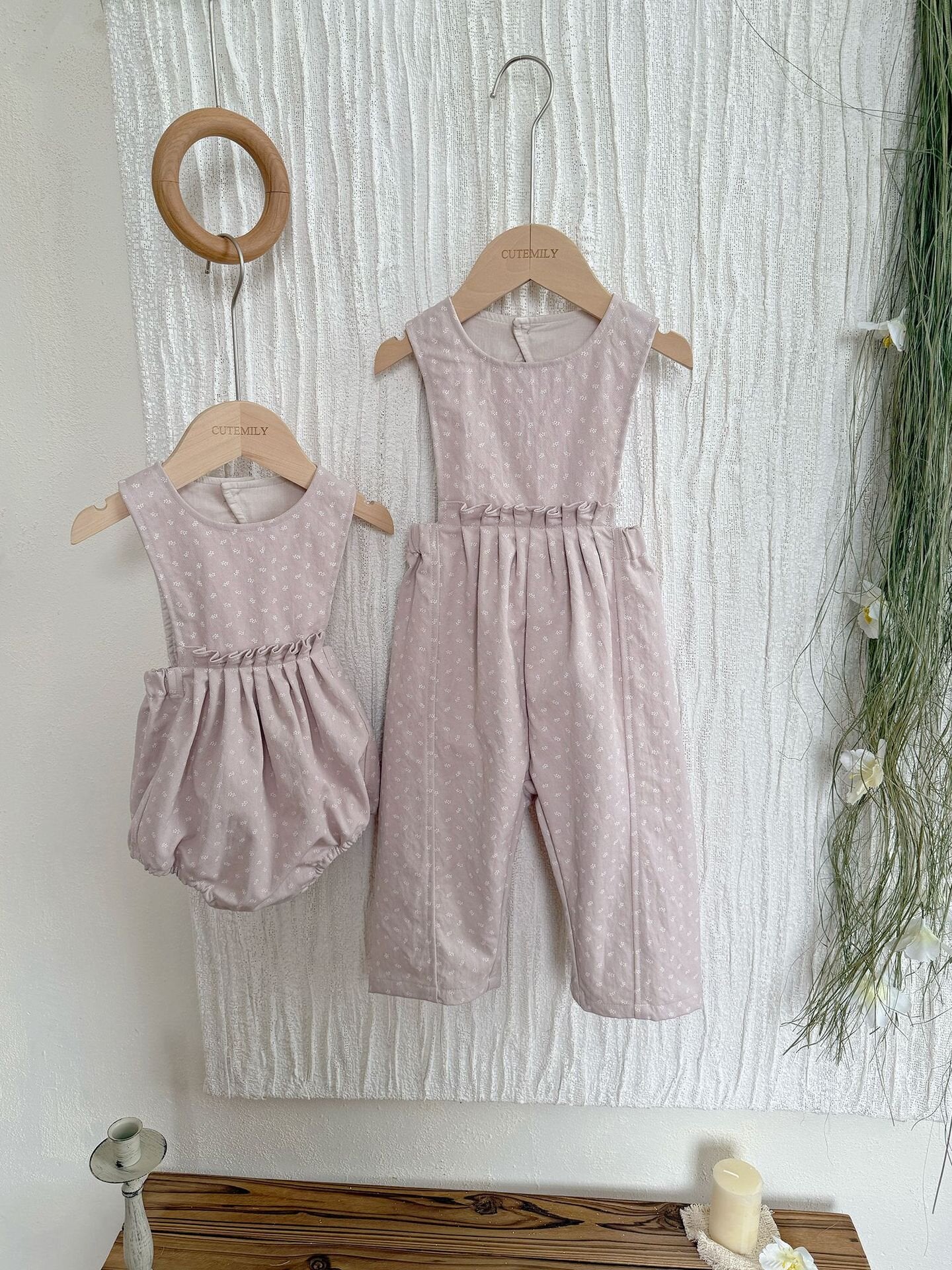 Floral Twill Suspender Romper 花柄 ツイル サスペンダー ロンパース【mh0012154】