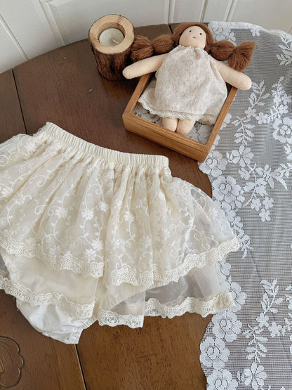 Lace Trimmed Culotte Shorts レース切替 キュロットパンツ【mh0012153】