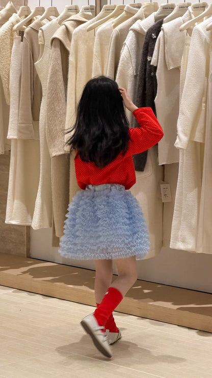 Polka Dot Cartoon Letter T-Shirt ドット柄キャラクター長袖Tシャツ【mh0012106】