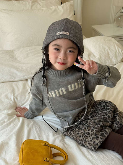 長袖セーター アルファベット刺繍 ラウンドネック プルオーバー【mh0011462】