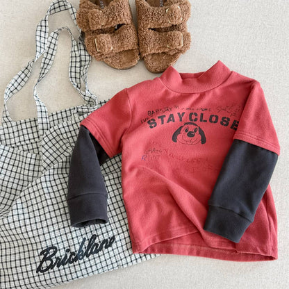 -長袖Tシャツ 裏起毛 ハイネック ドッグプリント インナー【mh0011417】 - mamahalo shop - 長袖Tシャツ -  べビー服 - 子供服 - 男の子 - 女の子