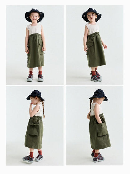 Cargo Pocket Cotton Dress ワークテイスト ノースリーブワンピース【mh0013195】