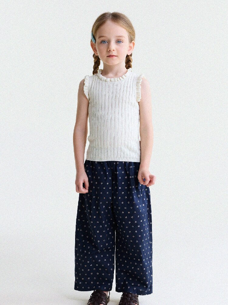 Floral Print Cotton Long Pants ドット柄 ロングパンツ【mh0013169】