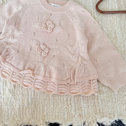 -フラワー刺繍フリルニットプルオーバー【mh0011148】 - mamahalo shop - ニット・セーター -  べビー服 - 子供服 - 男の子 - 女の子