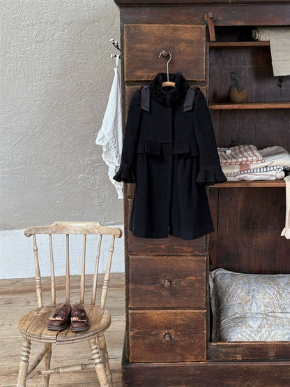 -ミドル丈コート ショルダーリボン フレアベルスリーブ プレッピーアウター【mh0011443】 - mamahalo shop - ロングコート -  べビー服 - 子供服 - 男の子 - 女の子