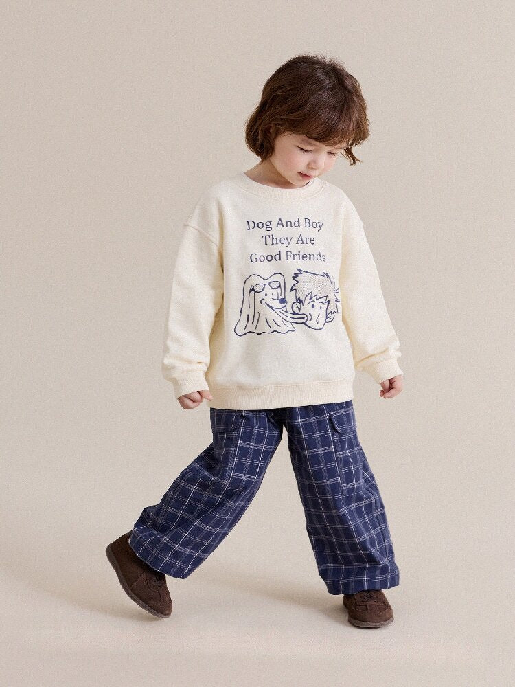 キッズ ジュニア チェック フラップポケット ワイド ロングパンツ【mh0014235】