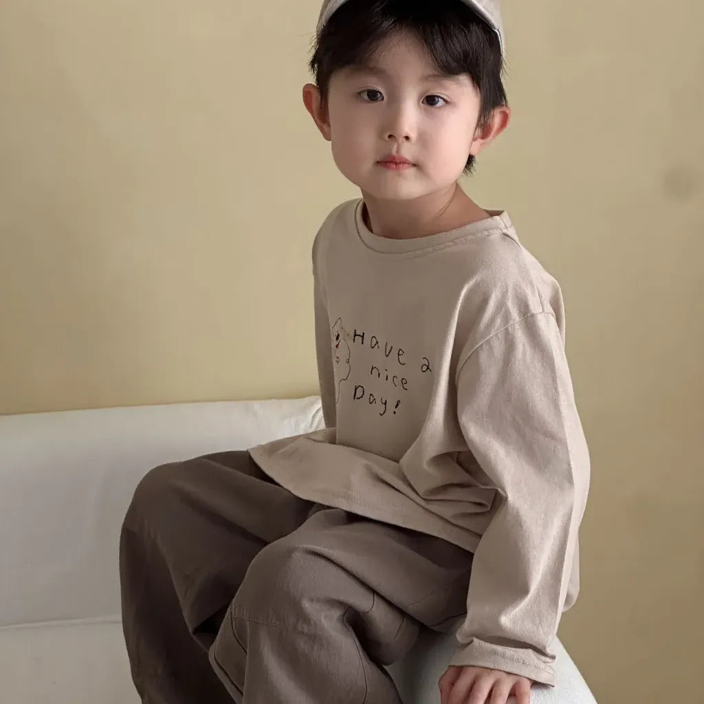 -手描き風イラスト長袖Tシャツ【mh0011229】 - mamahalo shop - 長袖Tシャツ -  べビー服 - 子供服 - 男の子 - 女の子