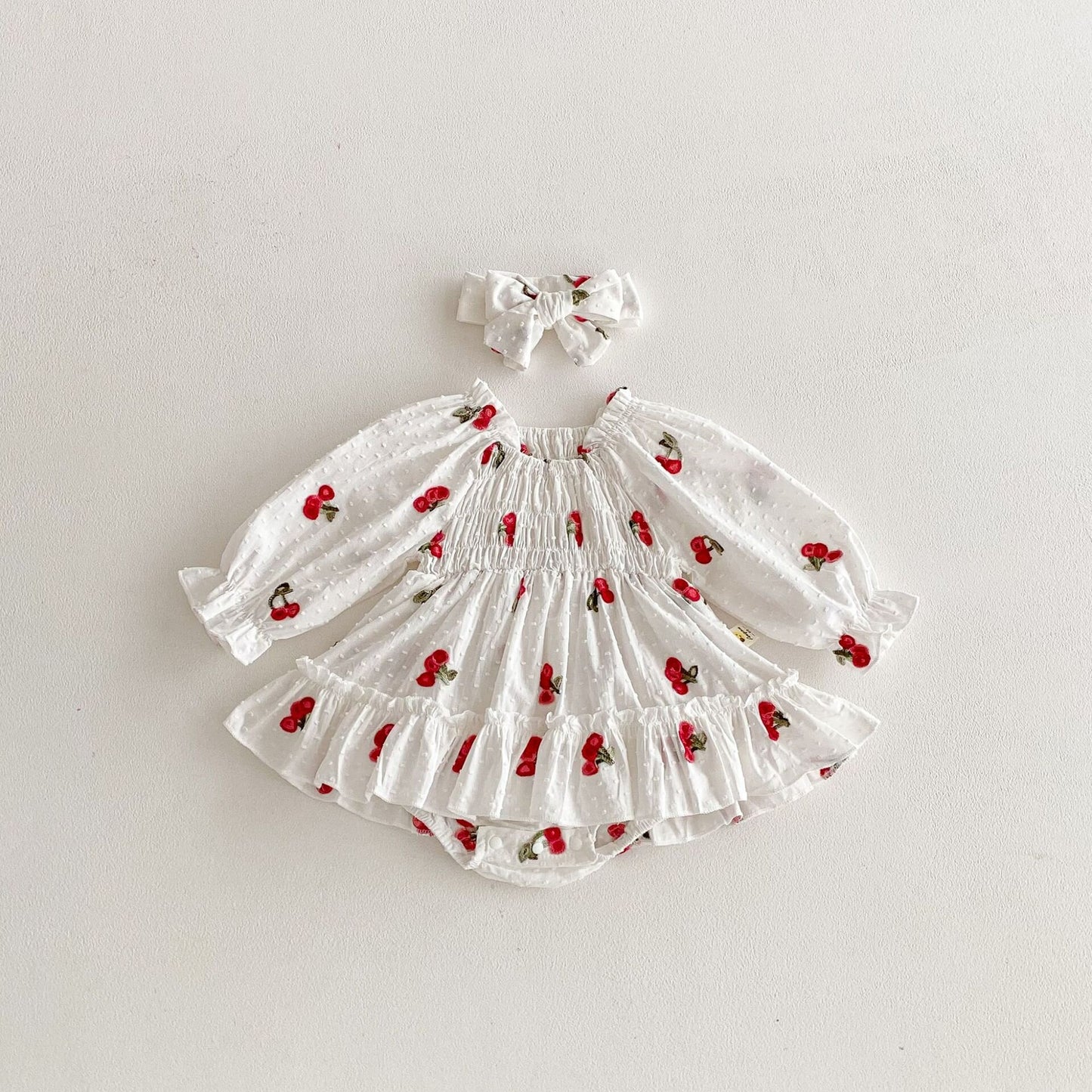 Cherry Print Skirt Jumpsuit チェリー柄 襟付き ロンパース【mh0012097】