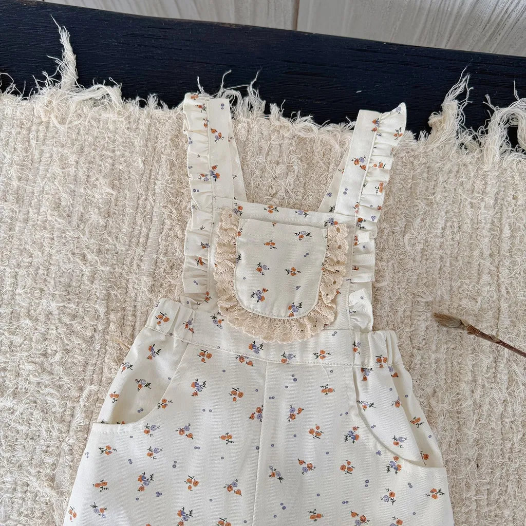 -フラワープリントフリルサロペットオーバーオール【mh0011168】 - mamahalo shop - サロペットパンツ・サスペンダーパンツ -  べビー服 - 子供服 - 男の子 - 女の子