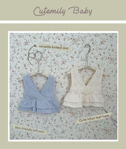 Ruffled Knitted Cotton Vest フリルニットベスト【mh0012107】