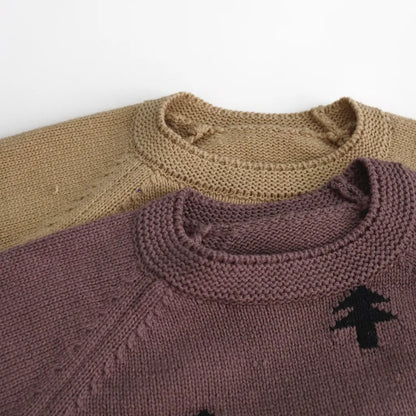 -ツリーモチーフプリントクルーネックニットセーター【mh0011273】 - mamahalo shop - ニット・セーター -  べビー服 - 子供服 - 男の子 - 女の子