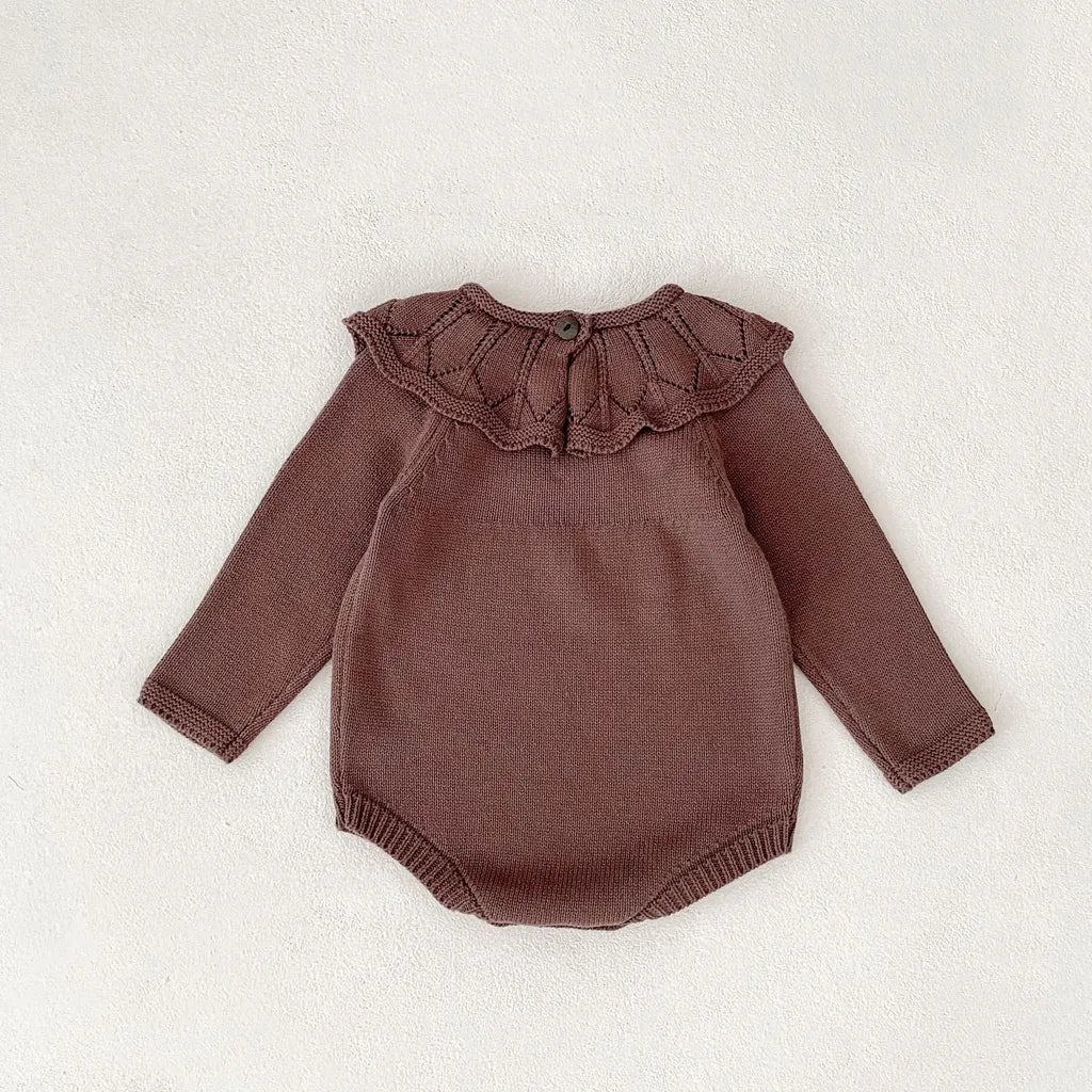 -ラッフルレースニット襟長袖ロンパース【mh0011077】 - mamahalo shop - 長袖ロンパース -  べビー服 - 子供服 - 男の子 - 女の子