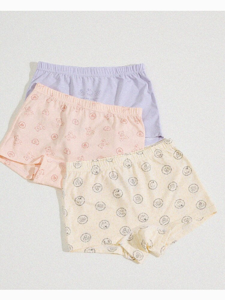 Girls' Cartoon Breathable Boxer Shorts ボタニカルプリント ボクサーパンツ【mh0013205】