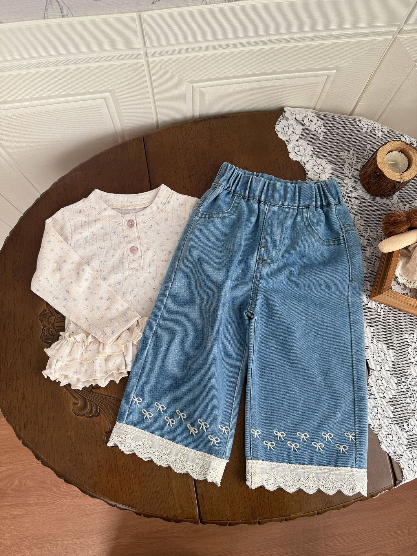 Floral Print Knitted T-Shirt 花柄 ニット Tシャツ ドールカラー【mh0012159】