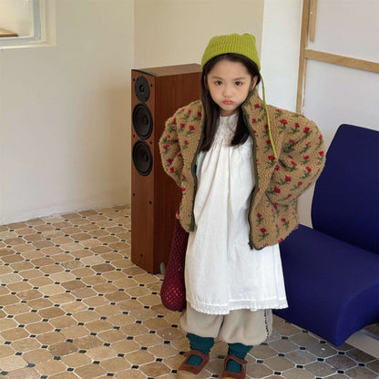 シープボアコート 花柄 フリースジャケット もこもこアウター 厚手防寒【mh0011436】