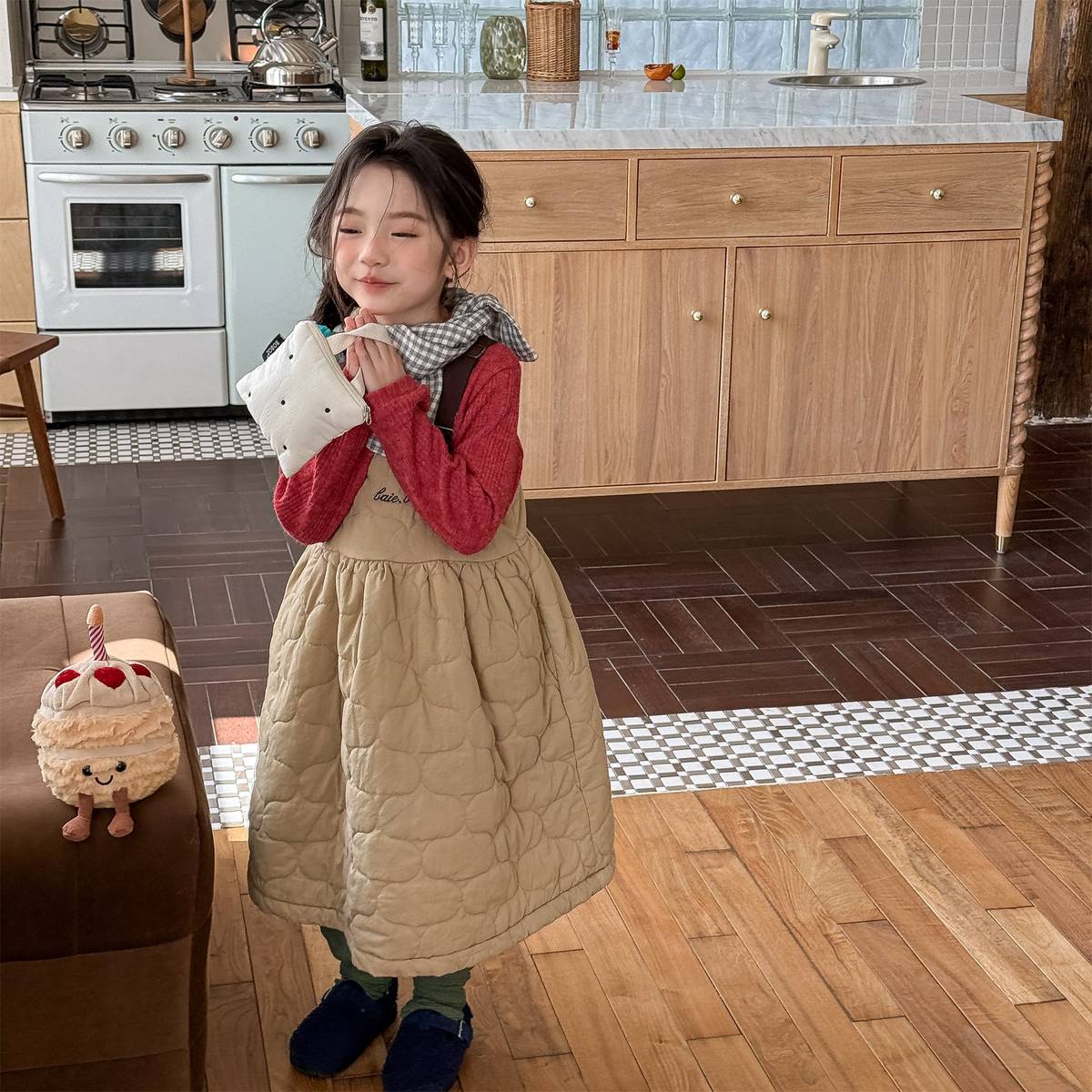 -キルティング サロペットスカート ジャンパースカート 中綿入り【mh0011419】 - mamahalo shop - ノースリーブワンピース -  べビー服 - 子供服 - 男の子 - 女の子