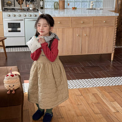 -キルティング サロペットスカート ジャンパースカート 中綿入り【mh0011419】 - mamahalo shop - ノースリーブワンピース -  べビー服 - 子供服 - 男の子 - 女の子