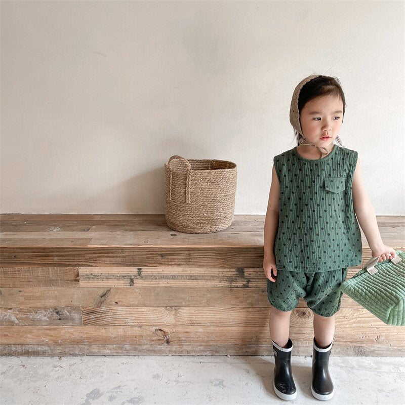 Polka Dot Sleeveless & Shorts Set ドット柄 ノースリーブ セットアップ【mh0012141】