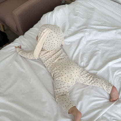 -ハートプリントトップス+レギンスセット うさ耳帽子 3点セット【mh0011177】 - mamahalo shop - 長袖セットアップ -  べビー服 - 子供服 - 男の子 - 女の子