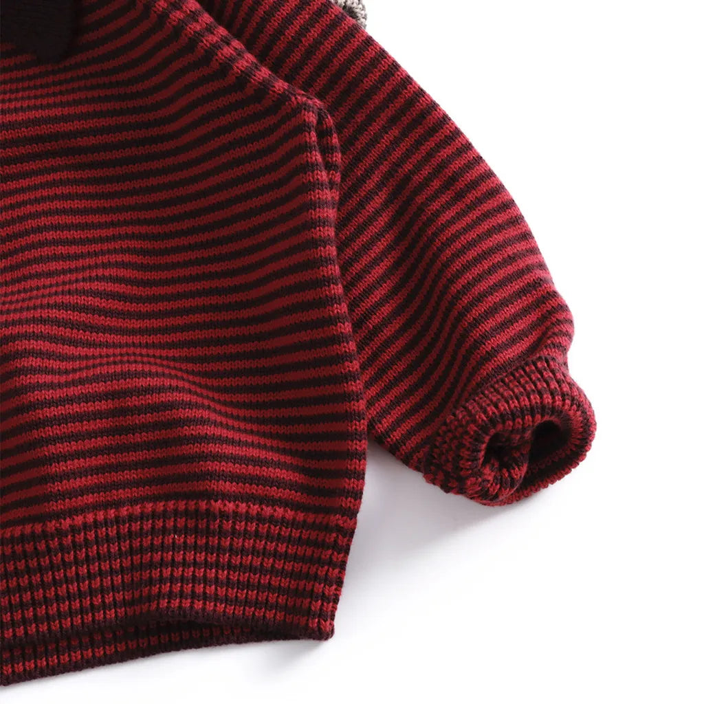 -ニット長袖ポロシャツ ポロ襟 ボーダー柄 トップス【mh0011095】 - mamahalo shop - ニット・セーター -  べビー服 - 子供服 - 男の子 - 女の子